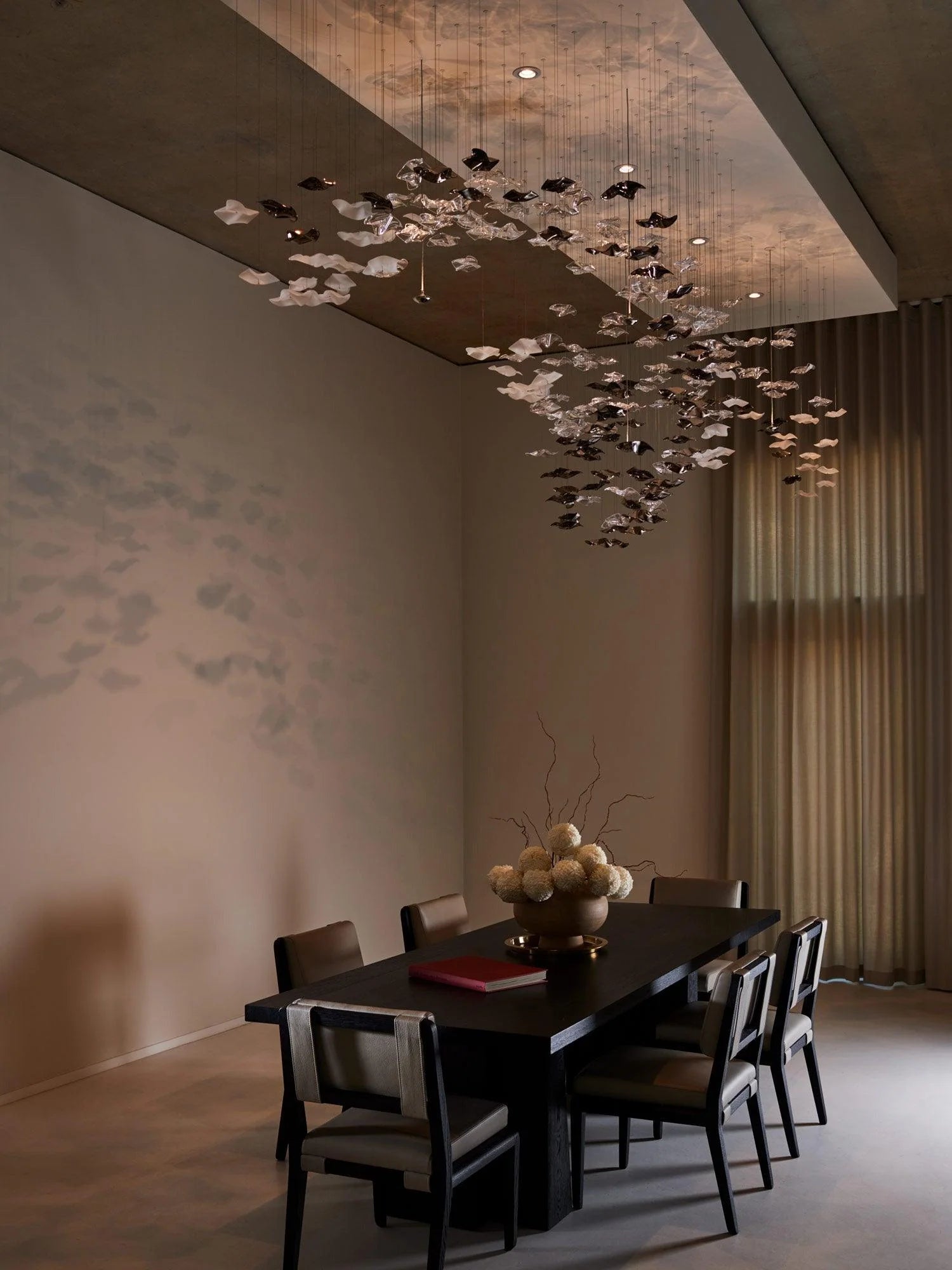 San De Chandelier, Modern Square Glass Spiral Long Pendant Chandelier